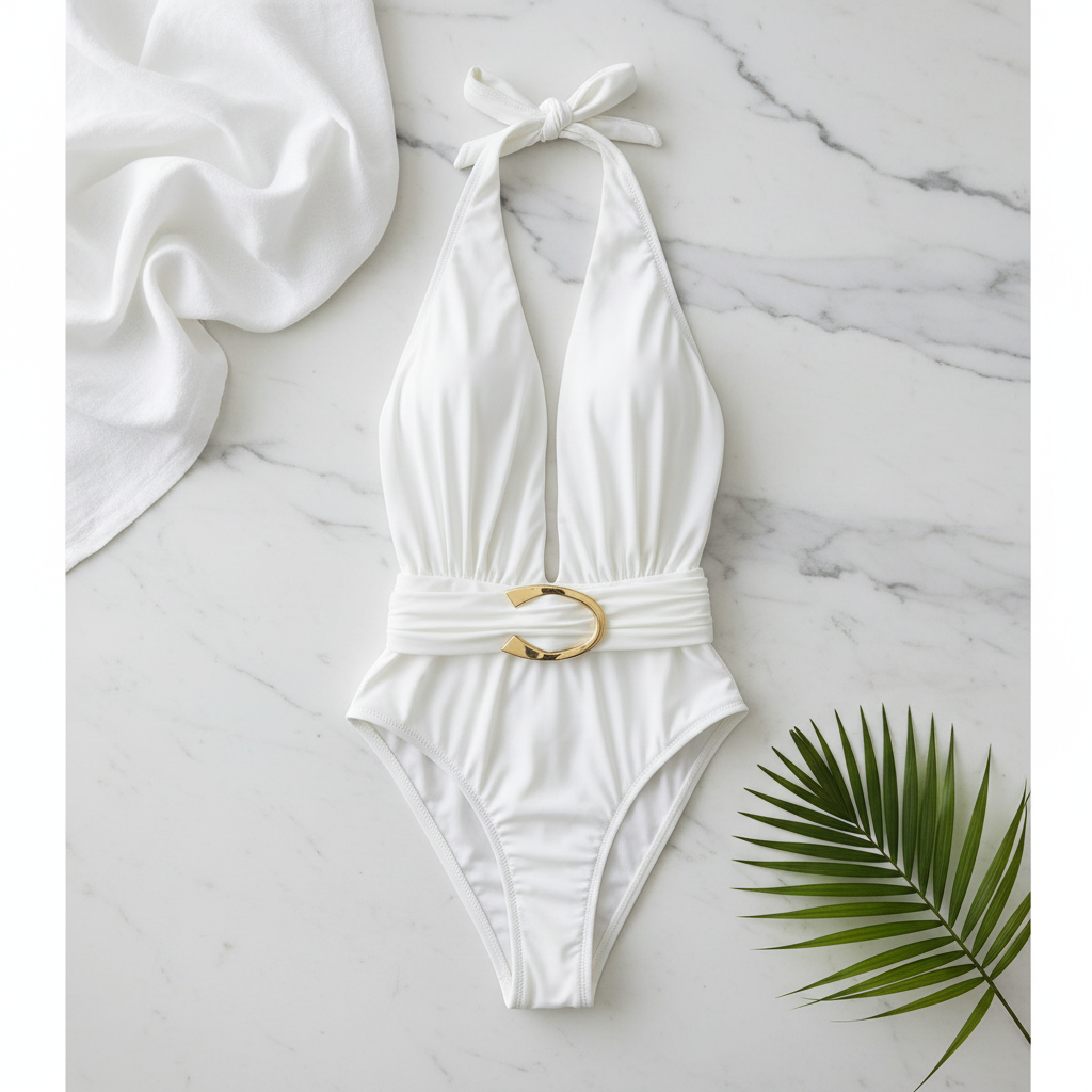 Producto - Aire Zen Bañador Blanco Flat Lay