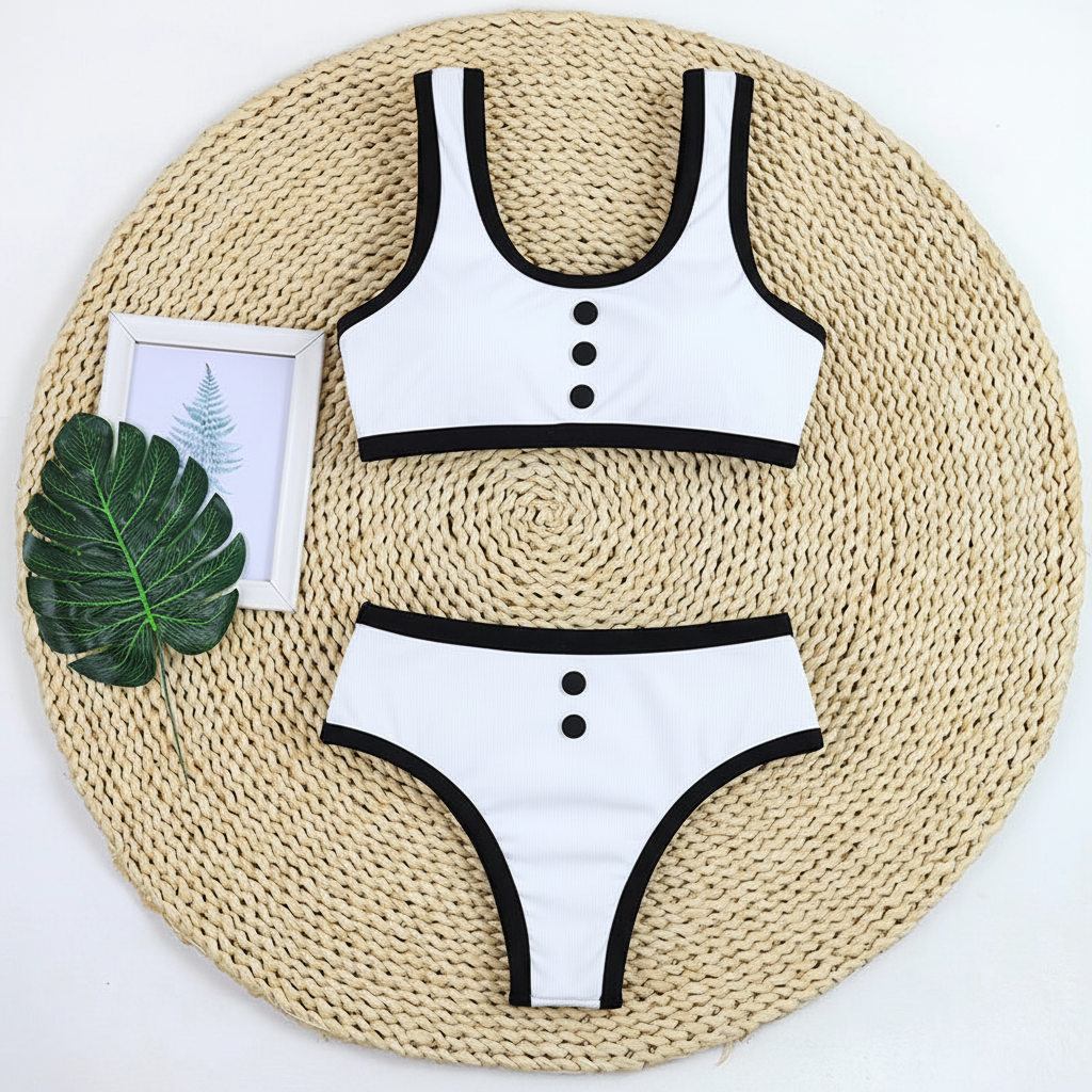 Producto - Aire Brisa Bikini Crop Blanco Ribete Negro