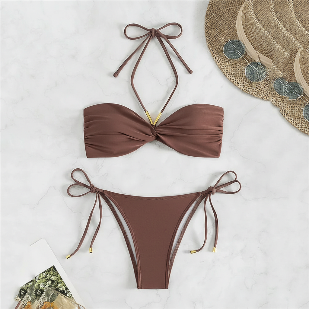 Producto - Tierra Arena Bikini Bandeau Nudo Dorado