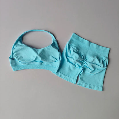 Conjunto  2 Piezas Seamless azul | Yoga y Fitness