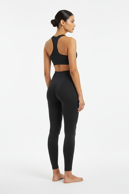 Leggings deportivos negro cintura alta vista trasera scrunch push-up